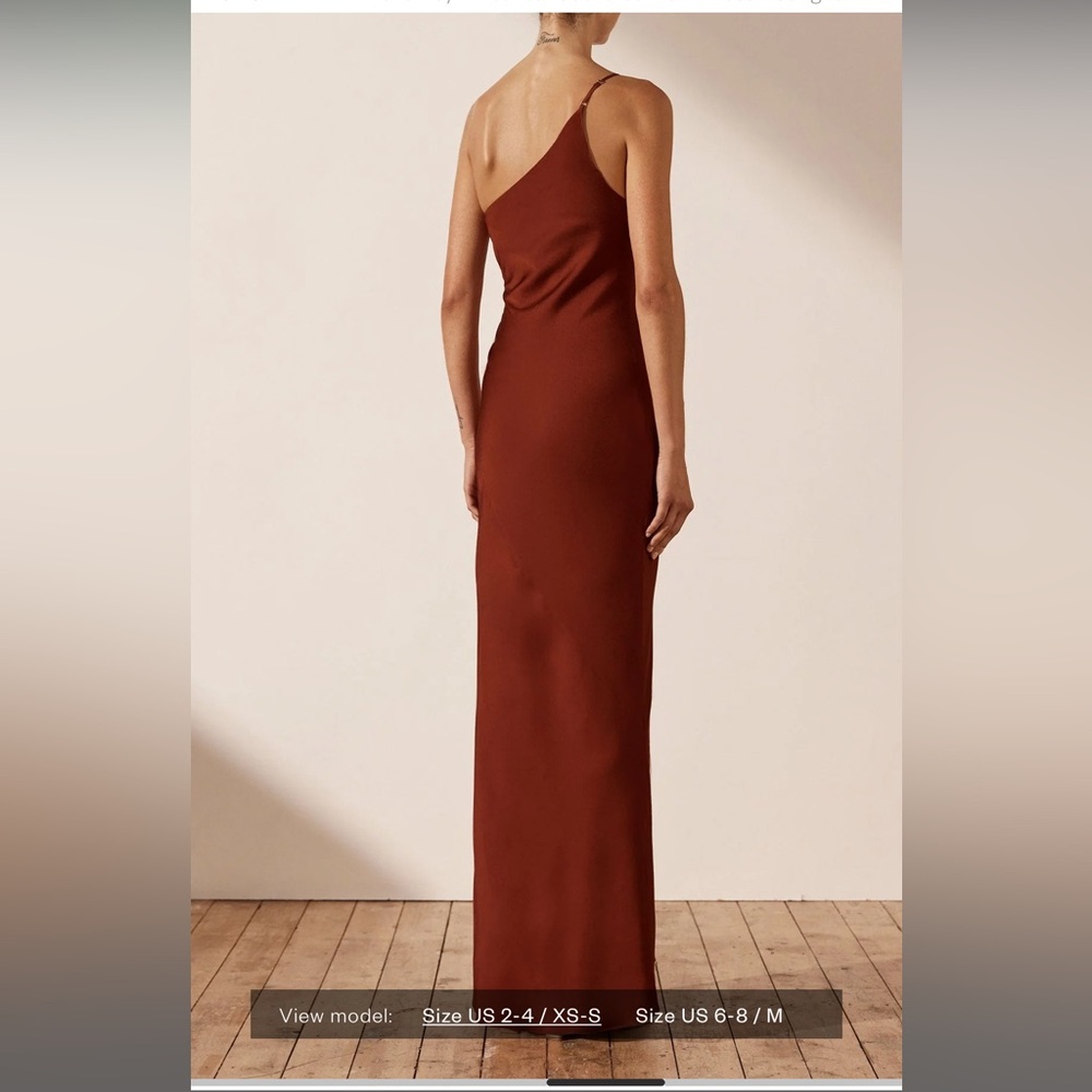 Shona Joy dress purchased from Australia. Color is Sangria and size is 6.